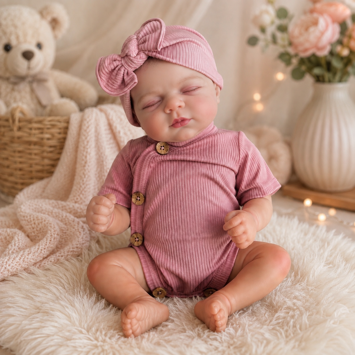 Bébé Reborn Fille 49 cm Réaliste - Corps en Tissu, Membres en Vinyle - Emy