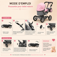 Poussette pour Bébé Reborn Pliante 68 cm – Rose