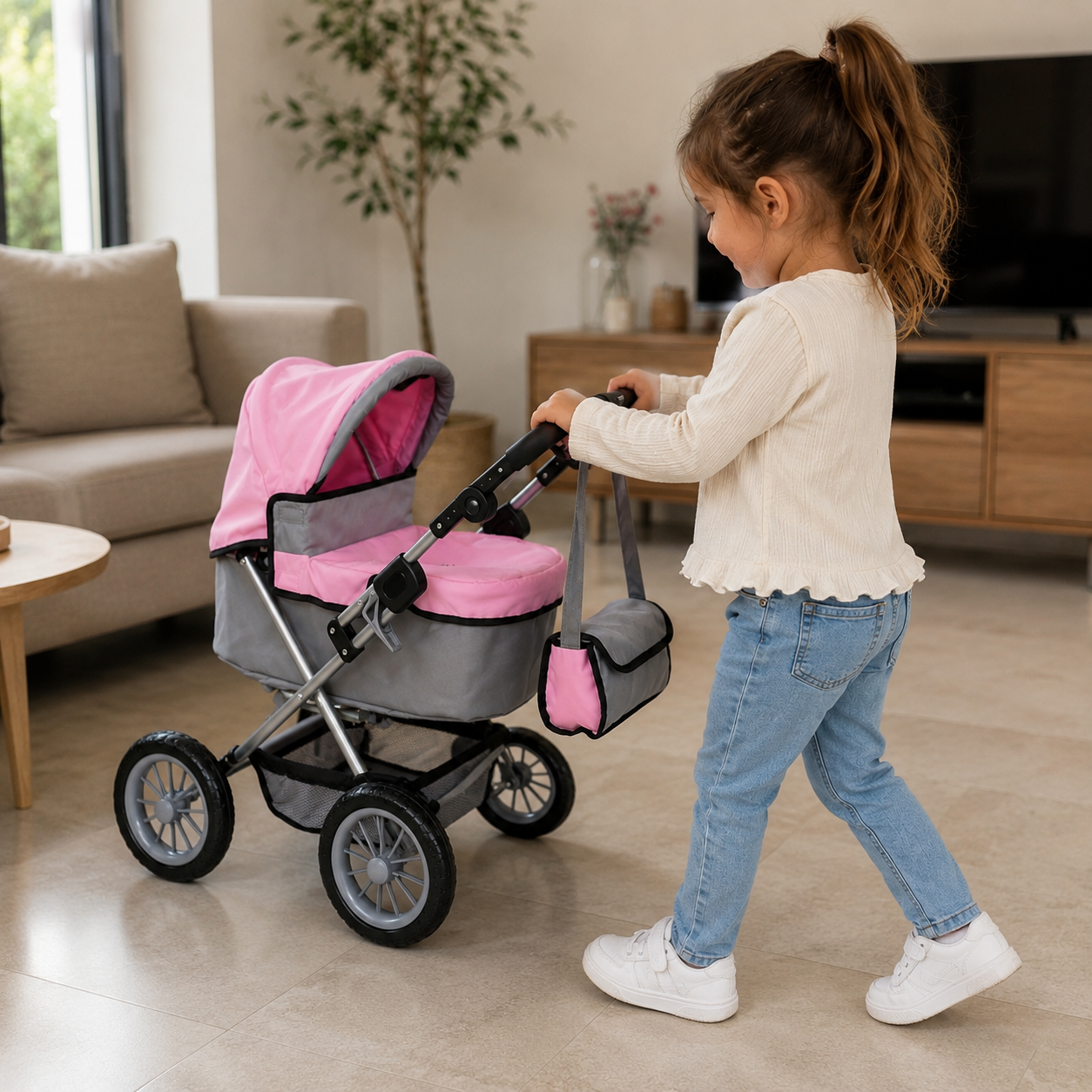 Poussette pour Bébé Reborn Pliante 68 cm – Rose