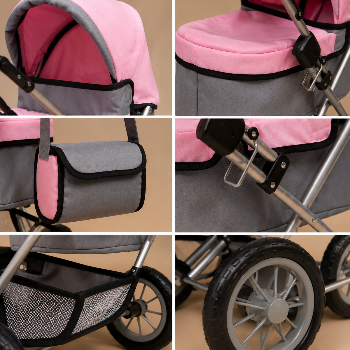 Poussette pour Bébé Reborn Pliante 68 cm – Rose