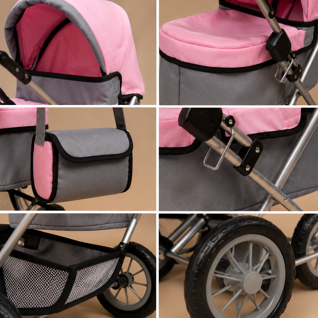 Poussette pour Bébé Reborn Pliante 68 cm – Rose
