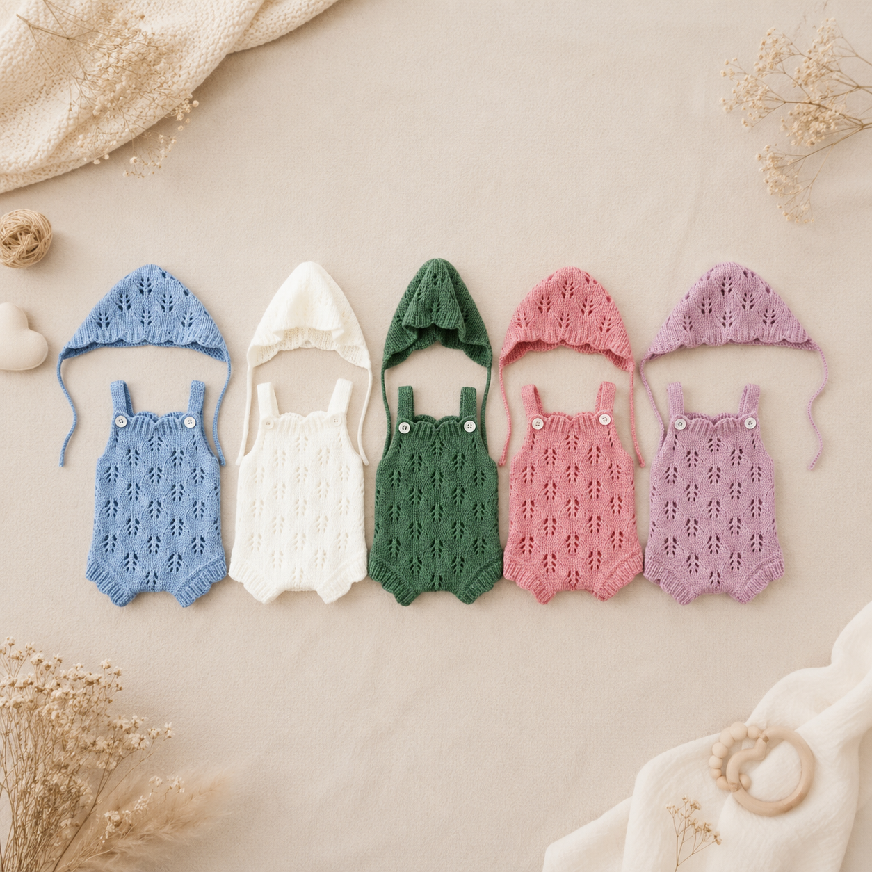 Tenue Bébé Reborn 25 à 33 cm en Maille avec Bonnet