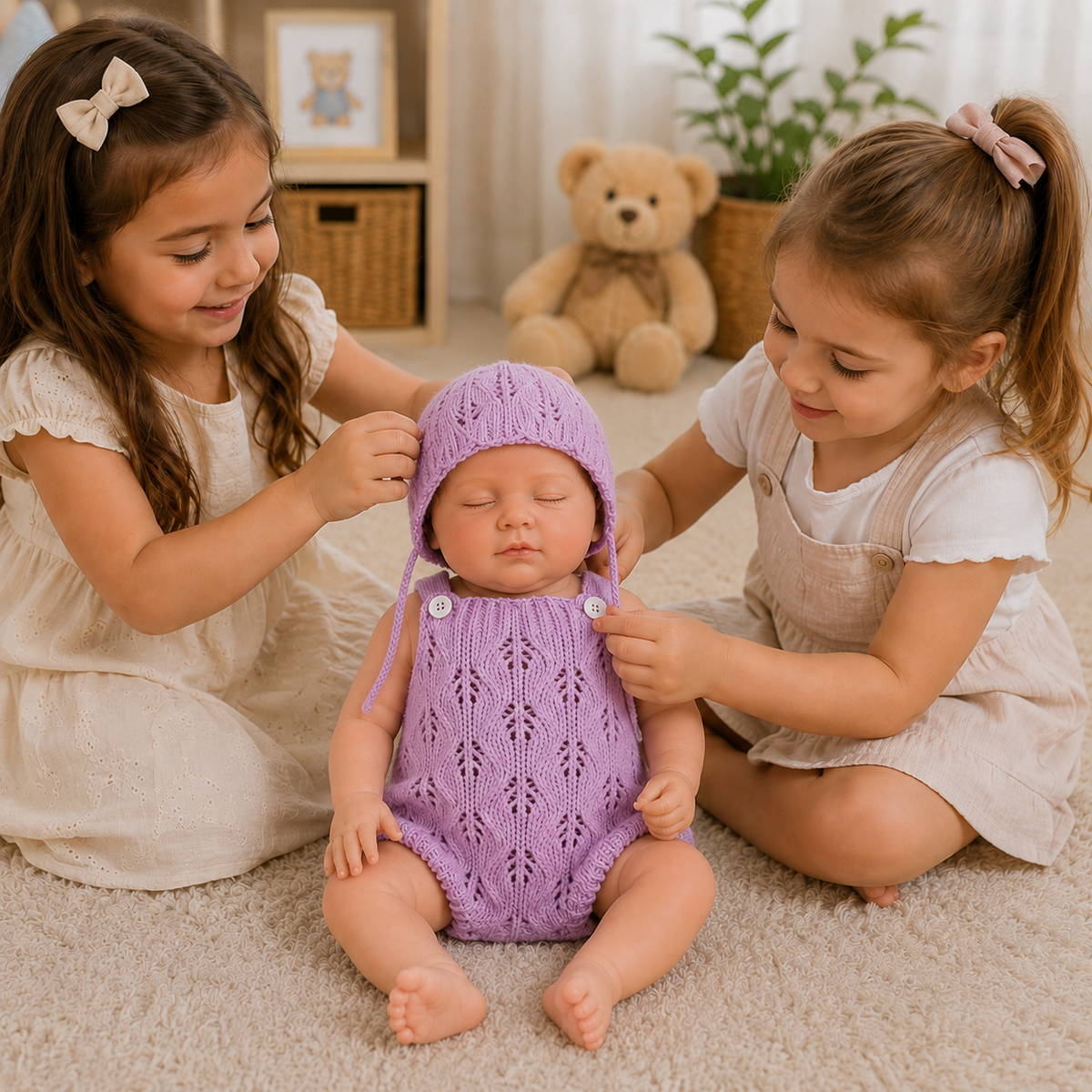 Tenue Bébé Reborn 25 à 33 cm en Maille avec Bonnet
