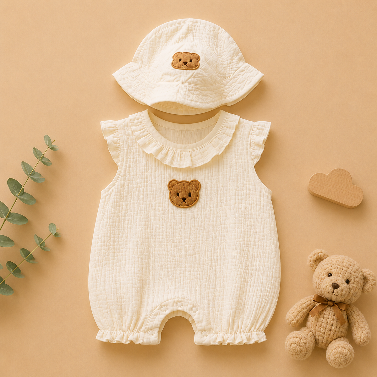 Tenue Bébé Reborn 45 à 50 cm – Ensemble Mousseline Petit Ourson